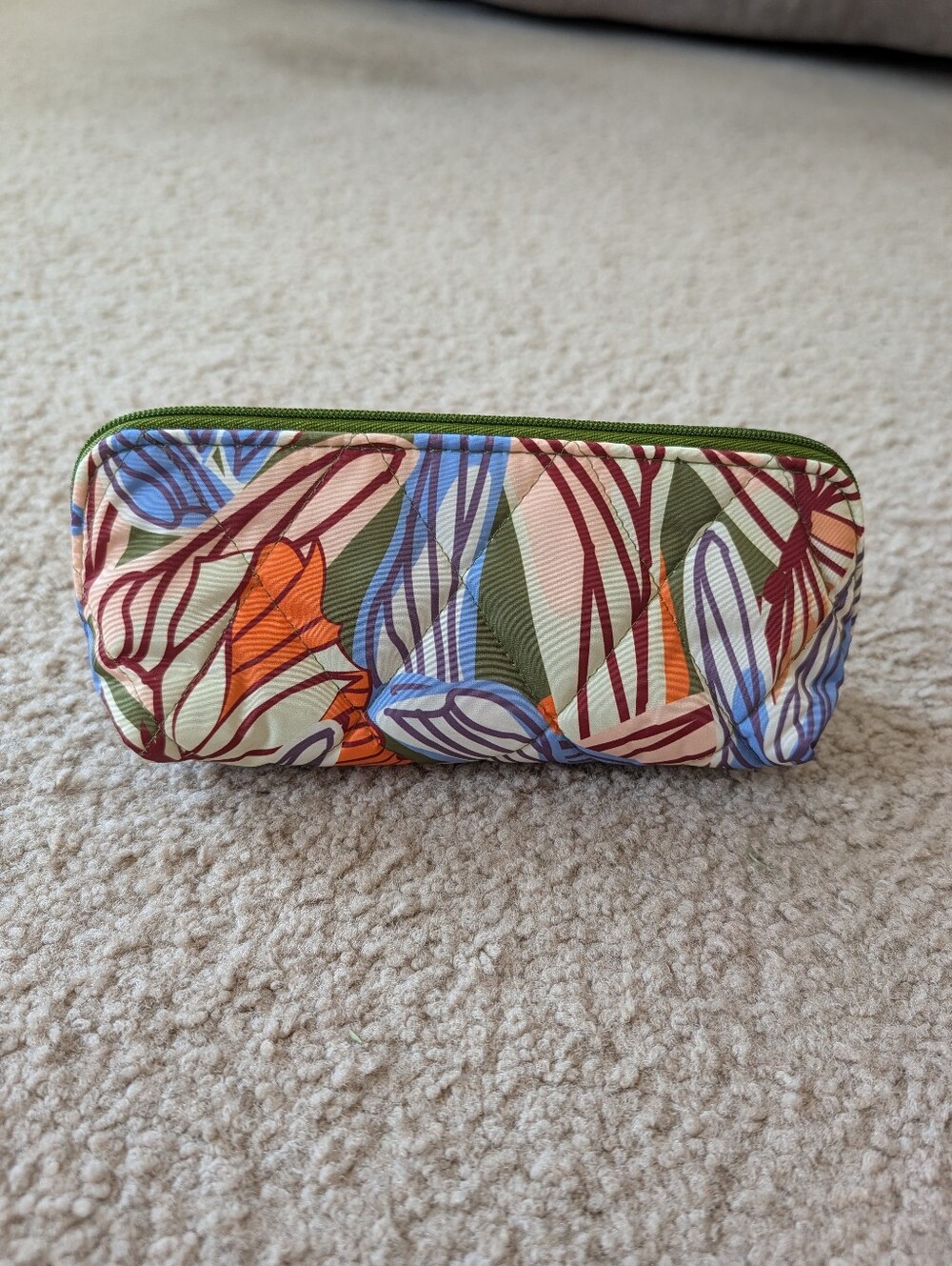 Vera Bradley Floral Print Green Zip Cosmetic Organizer Pouch